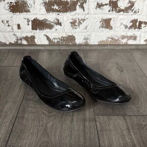 Tory Burch Eddie Black Patent Leather Flat